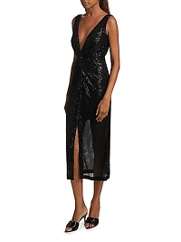 Eli Sequined Sleeveless Midi-Dress