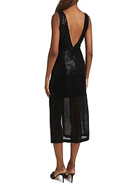 Eli Sequined Sleeveless Midi-Dress