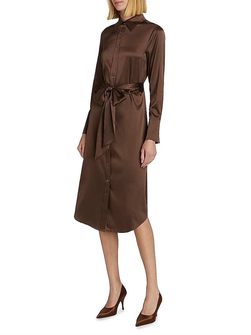 Victoria Stretch Silk Tie-Waist Shirtdress
