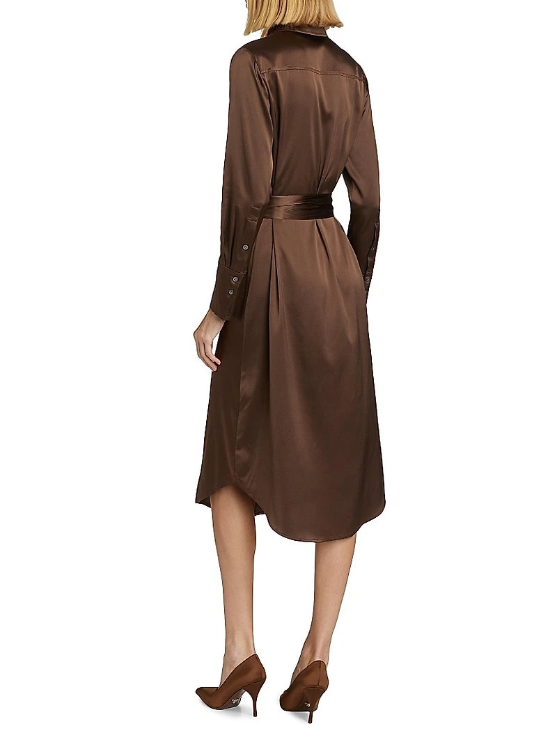 Victoria Stretch Silk Tie-Waist Shirtdress