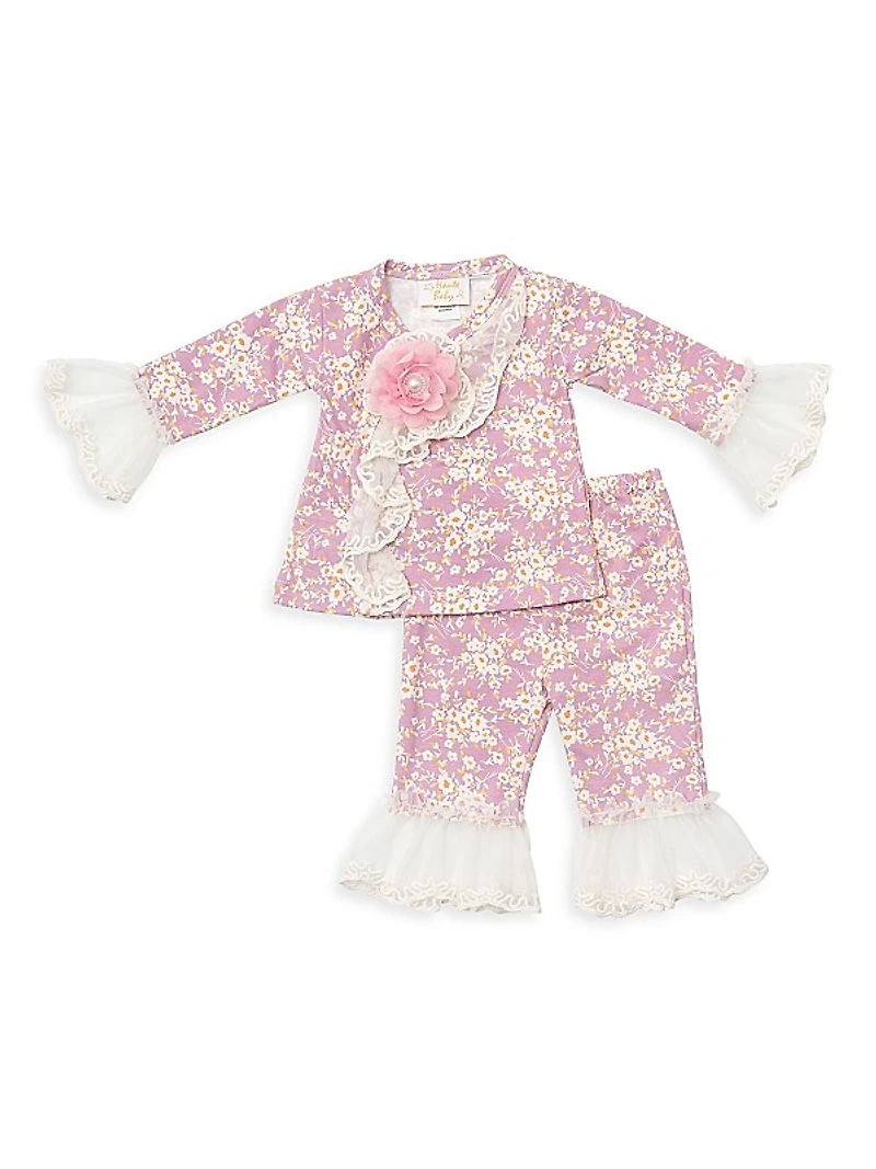 Baby Girl's 2-Piece Garden Print Criss Cross Set