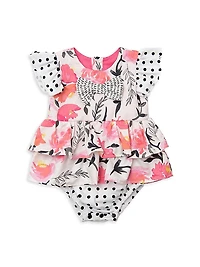 Baby Girl's Pretty Pink Cotton Dress & Bloomers Set