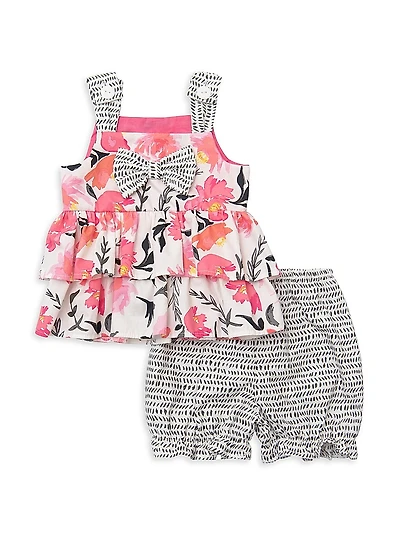 Baby Girl's & Little Pretty Pink Cotton Dress Bloomers Set