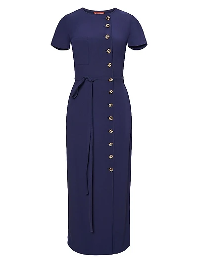 Rosa Side-Button Belted Maxi Dress