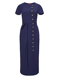 Rosa Side-Button Belted Maxi Dress