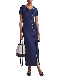 Rosa Side-Button Belted Maxi Dress
