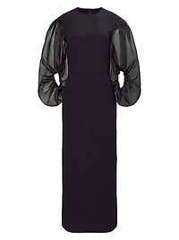 Danielle Tulle Balloon-Sleeve Maxi Dress