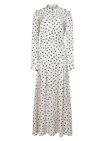 Felicia Polka-Dot Silk Maxi Dress