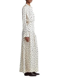 Felicia Polka-Dot Silk Maxi Dress