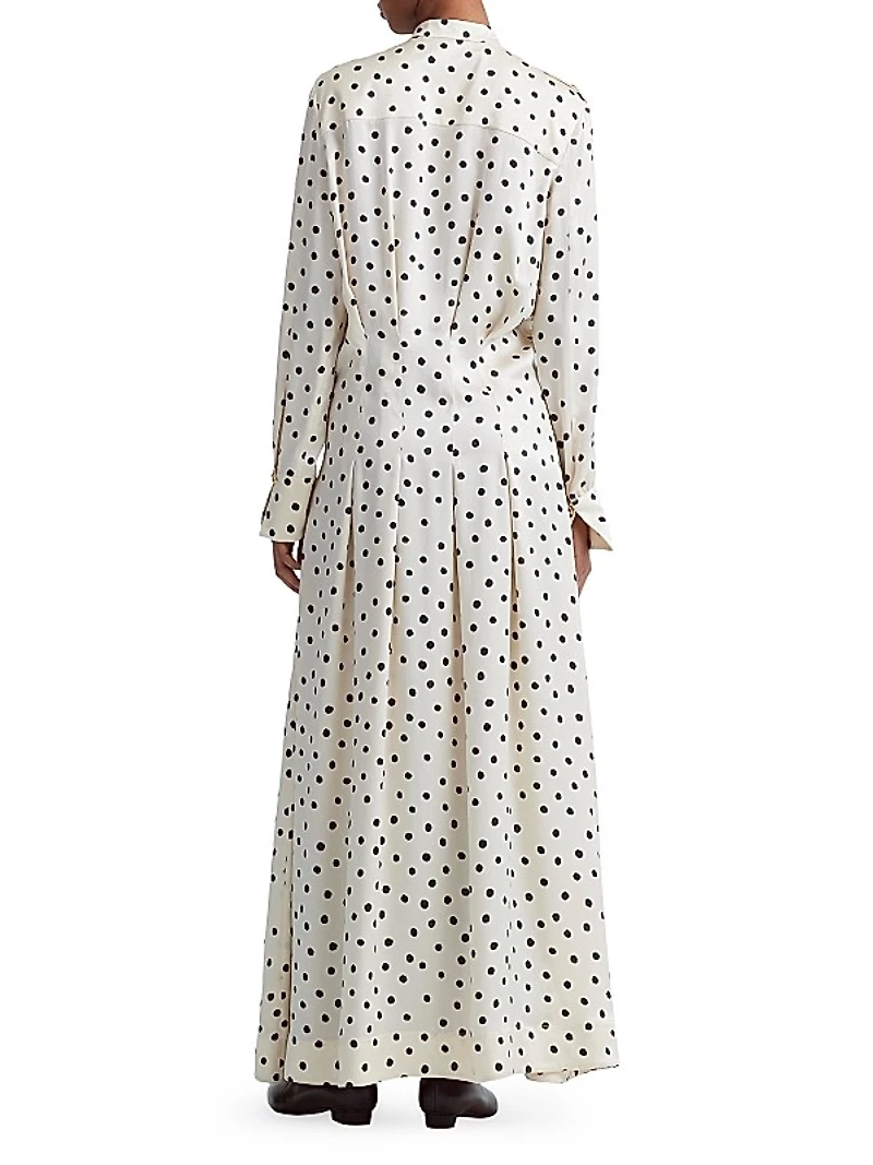 Felicia Polka-Dot Silk Maxi Dress