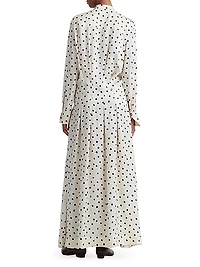 Felicia Polka-Dot Silk Maxi Dress