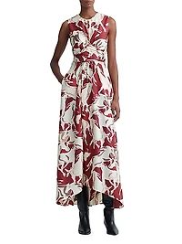 Penny Geometric Silk Sleeveless Maxi Dress
