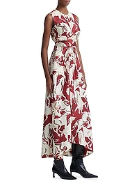 Penny Geometric Silk Sleeveless Maxi Dress