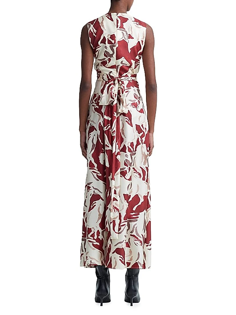 Penny Geometric Silk Sleeveless Maxi Dress