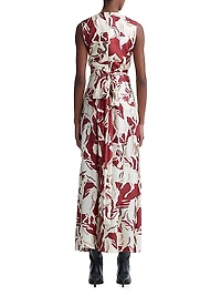 Penny Geometric Silk Sleeveless Maxi Dress
