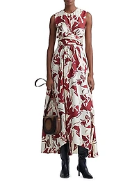 Penny Geometric Silk Sleeveless Maxi Dress