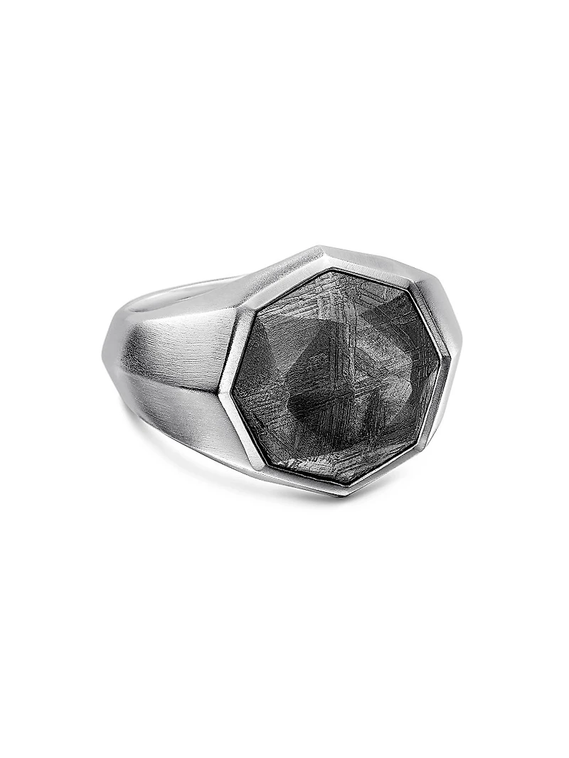 Faceted Signet Ring Sterling Silver
