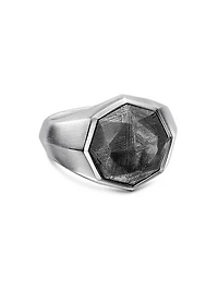 Faceted Signet Ring Sterling Silver