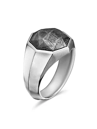 Faceted Signet Ring Sterling Silver