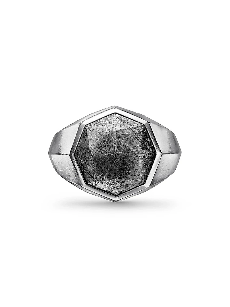 Faceted Signet Ring Sterling Silver