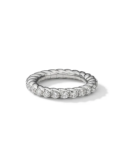 Pavé Stretch Band Ring 18K White Gold