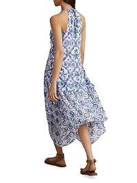 Tiller Printed Asymmetric Midi-Dress