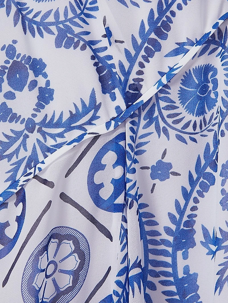 Tiller Printed Asymmetric Midi-Dress