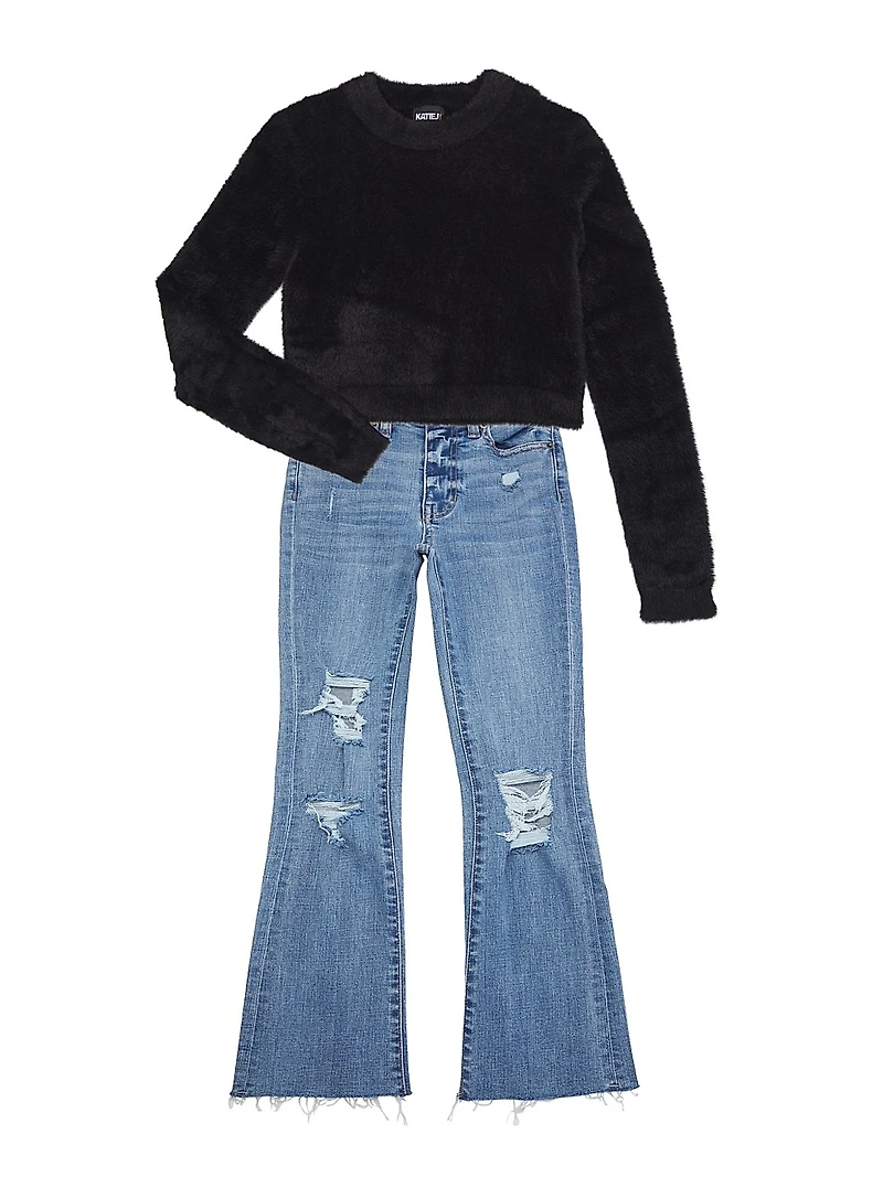Girl's LA Distressed Straight Leg Jeans