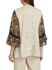 Clairo Linen-Blend Embroidered Vest