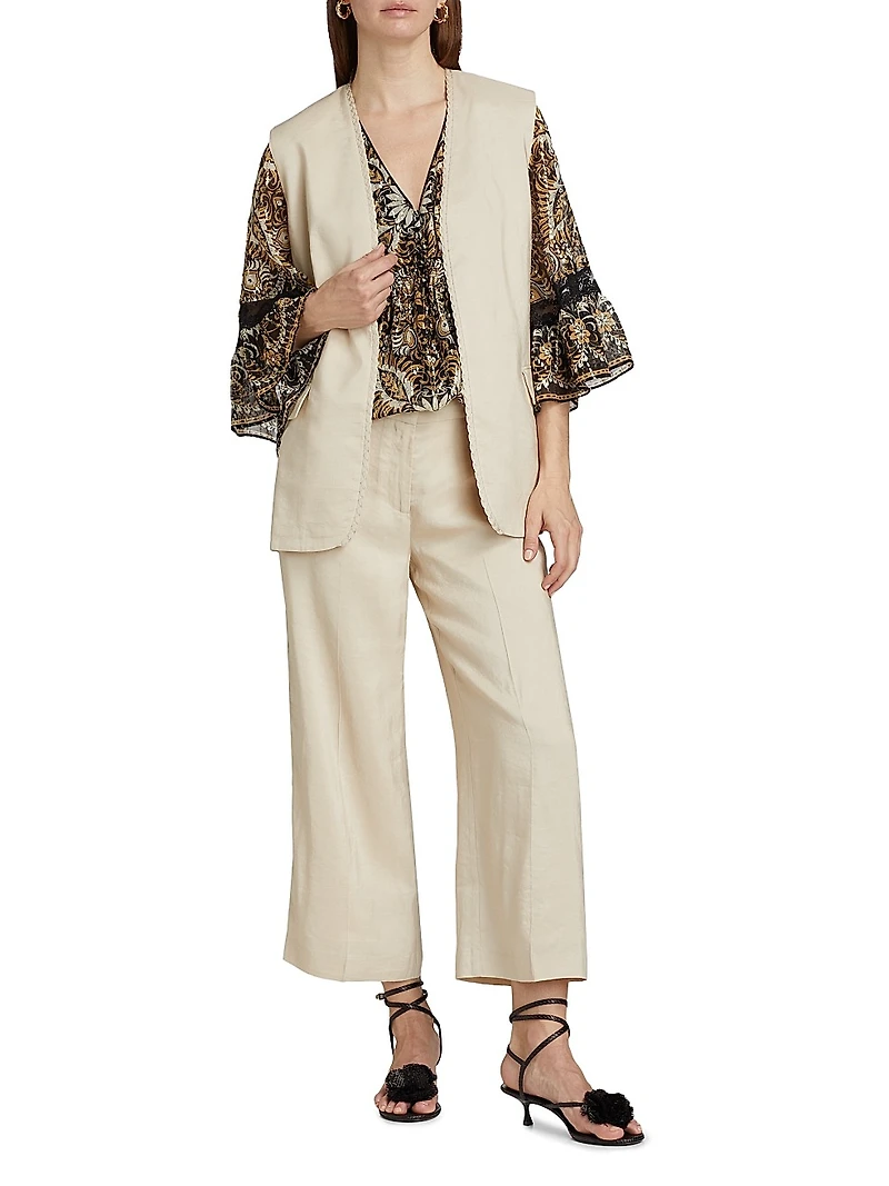 Brent Linen-Blend Crop Pants