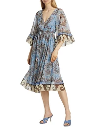Logan Floral V-Neck Midi-Dress