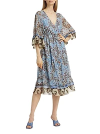 Logan Floral V-Neck Midi-Dress
