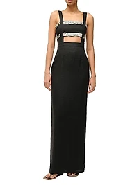 Mickey Linen Embellished Maxi Dress