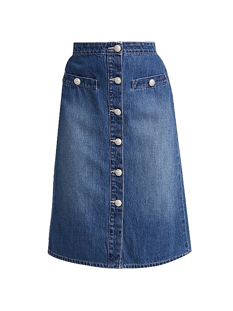 Landry Button-Front Midi-Skirt