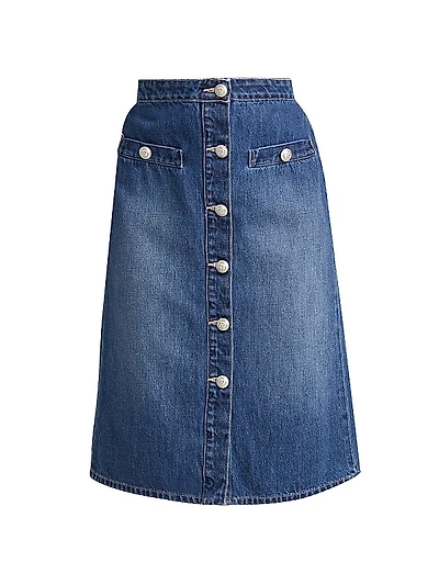 Landry Button-Front Midi-Skirt
