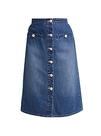 Landry Button-Front Midi-Skirt