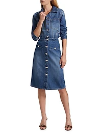 Landry Button-Front Midi-Skirt