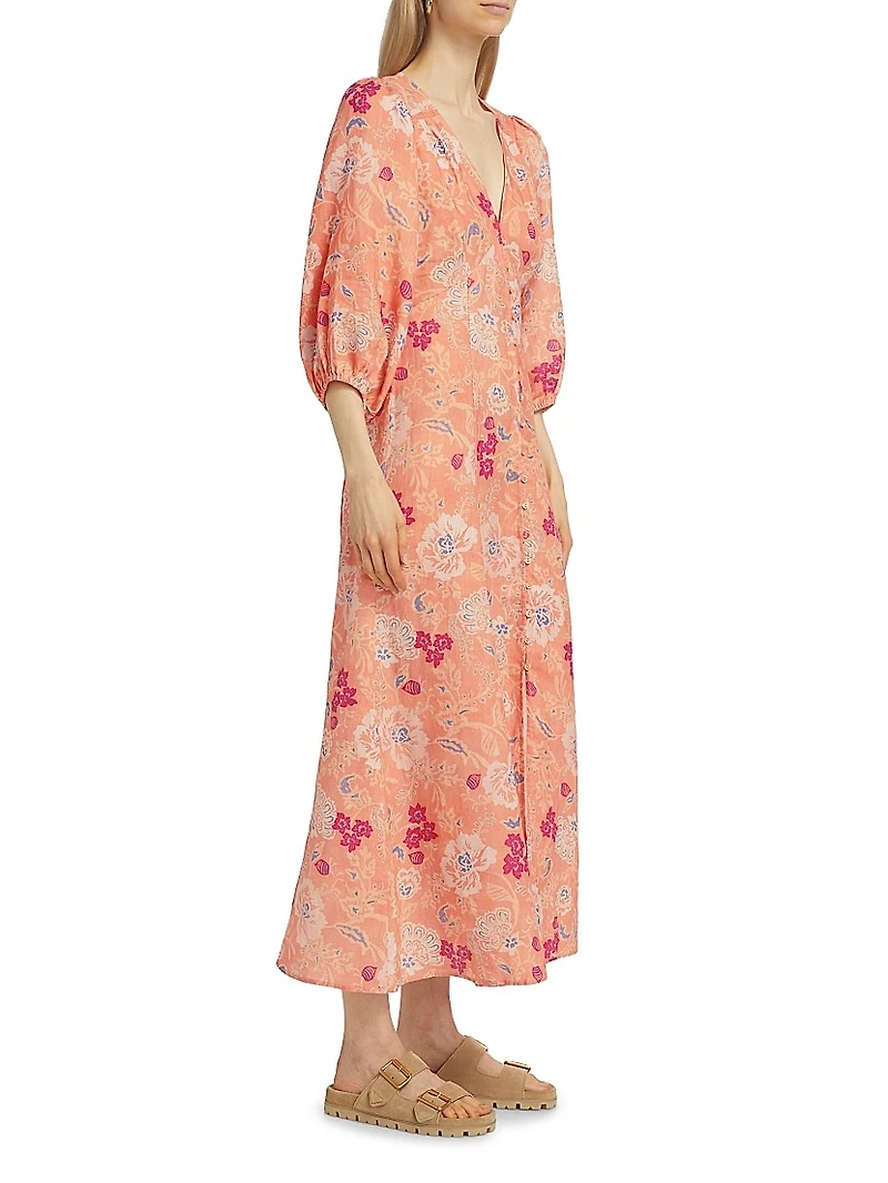 Rosa Floral Linen Maxi Dress