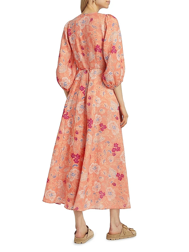 Rosa Floral Linen Maxi Dress