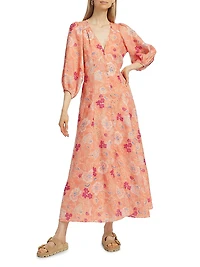 Rosa Floral Linen Maxi Dress