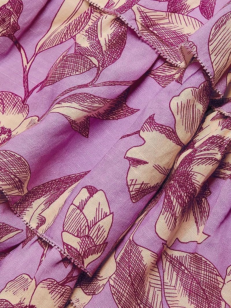 Reyna Floral Linen-Blend Minidress
