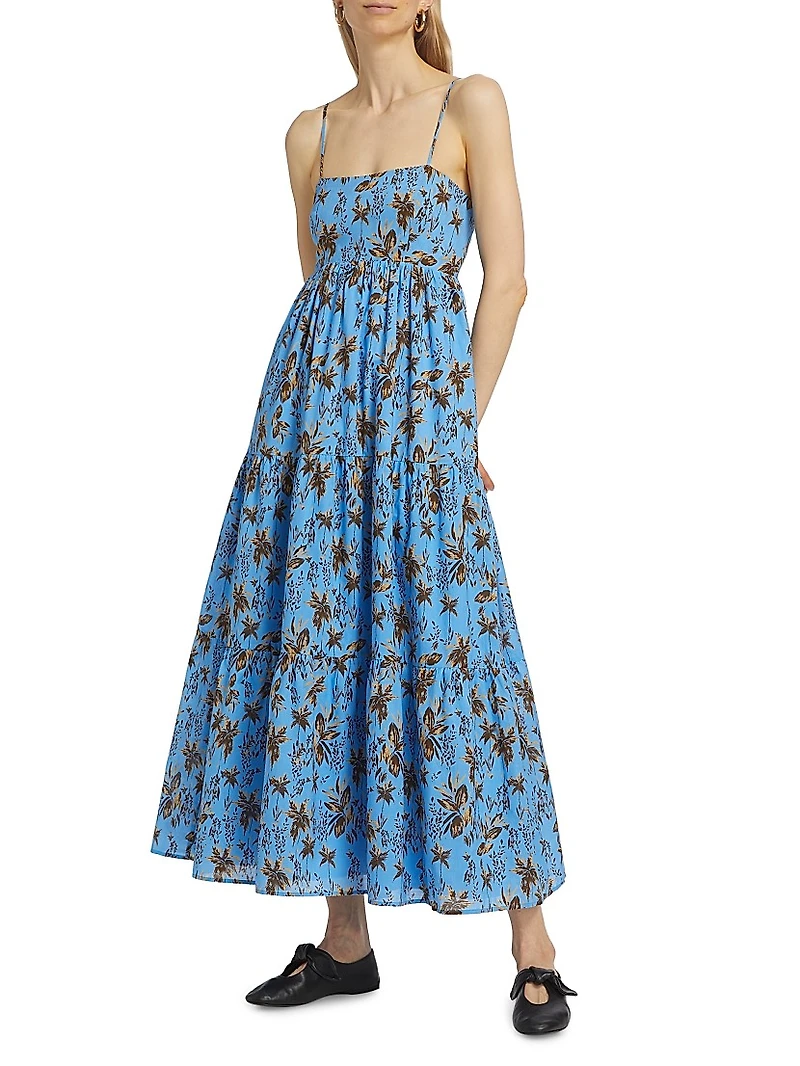 Paola Palm Cotton Maxi Dress