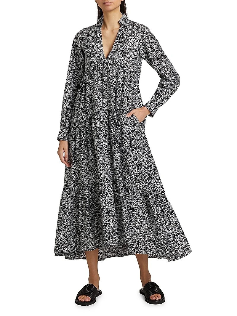 Leopard Silk-Blend Maxi Dress