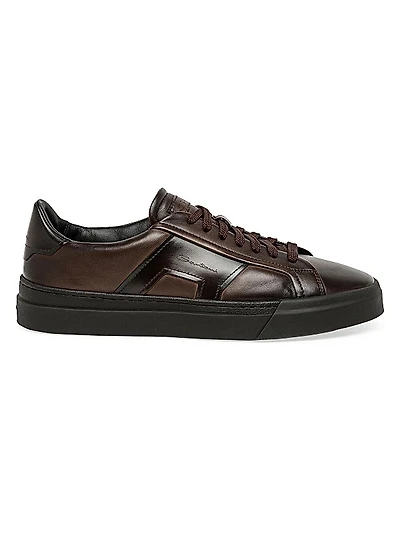 Double Buckle Leather Sneakers