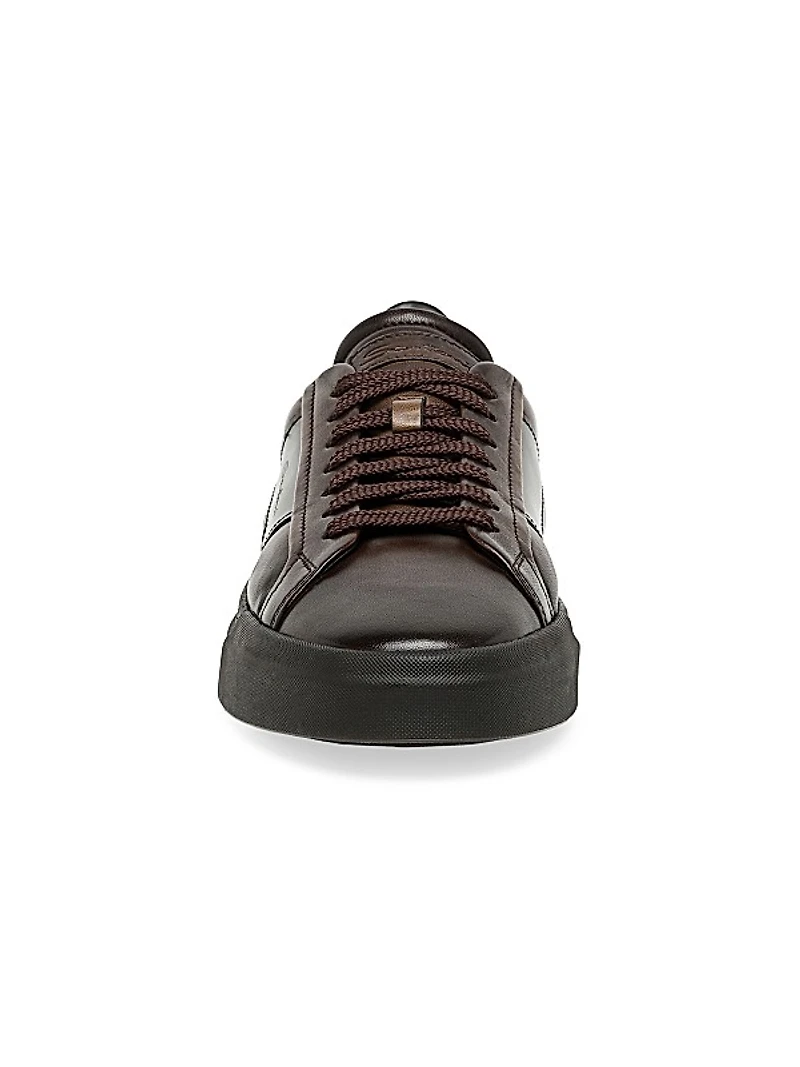 Double Buckle Leather Sneakers