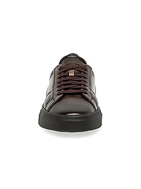 Double Buckle Leather Sneakers