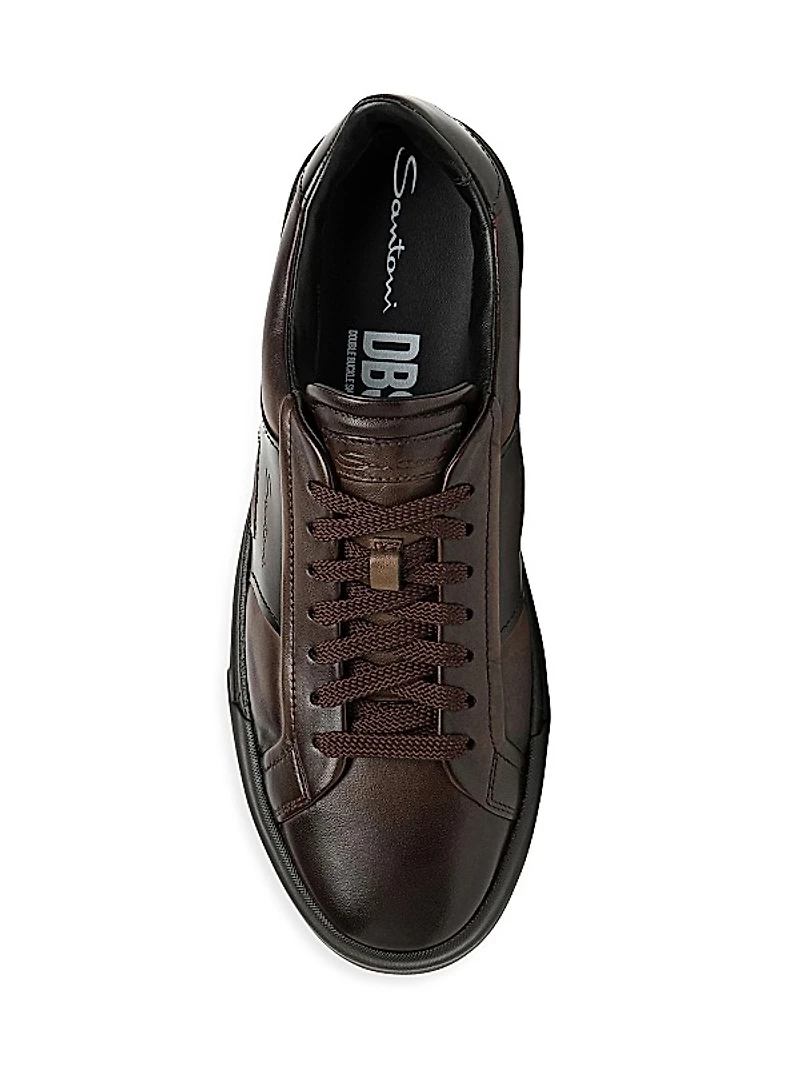 Double Buckle Leather Sneakers
