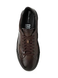 Double Buckle Leather Sneakers