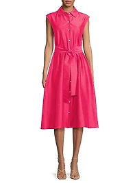 Belted Slubbed Cotton-Blend Dress