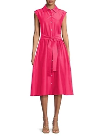 Belted Slubbed Cotton-Blend Dress